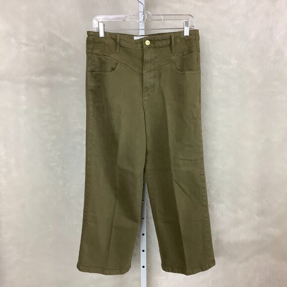 Frame Denim Denim - Frame Ali V-yoke High Waist Crop Wide Leg Jeans In Green 30